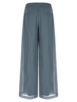 Blue Cotton Casual Pants
