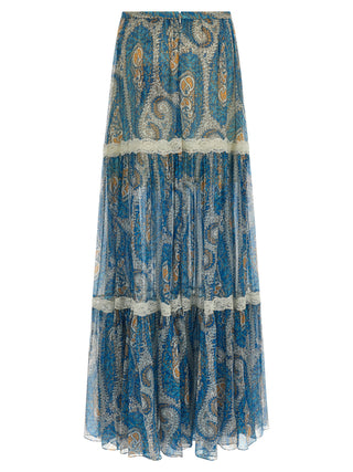 Blue Silk Mini Skirt
