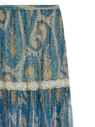 Blue Silk Mini Skirt
