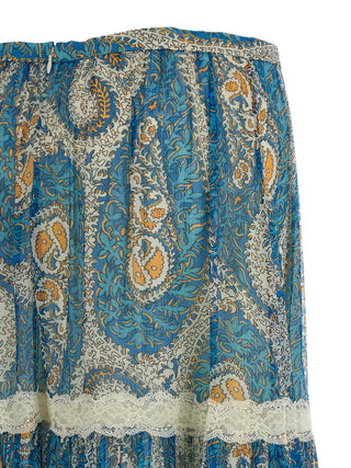 Blue Silk Mini Skirt