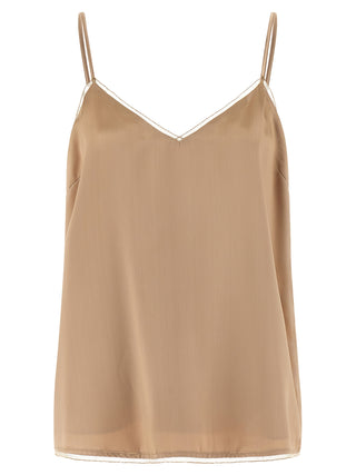 Beige Viscose Tank Tops