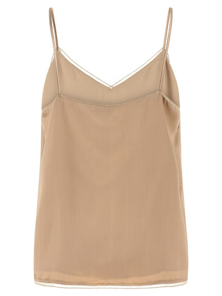 Beige Viscose Tank Tops