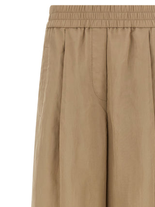 Beige Cotton Casual Pants