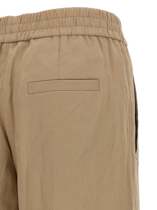 Beige Cotton Casual Pants
