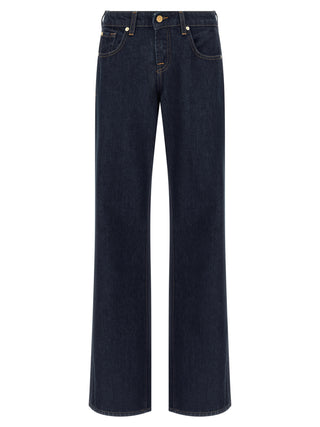 Blue Cotton Straight-Leg Jeans