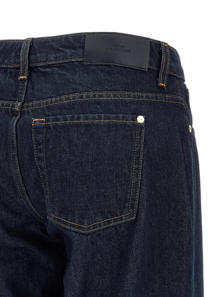 Blue Cotton Straight-Leg Jeans