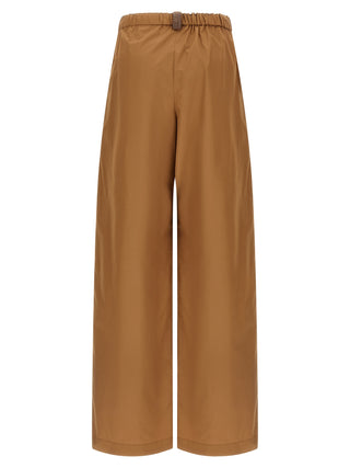 Brown Cotton Casual Pants