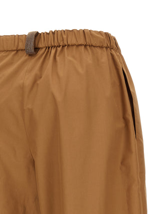 Brown Cotton Casual Pants