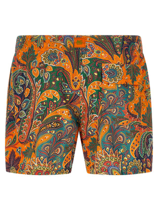 Orange Polyester Swim Shorts