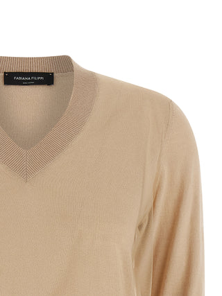 Beige Virgin Wool Cardigan