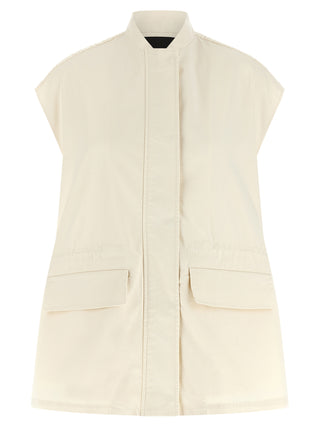 Beige Cotton Sleeveless Jacket
