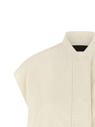 Beige Cotton Sleeveless Jacket