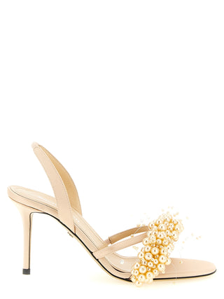 Gold Satin Stiletto Heel Sandals
