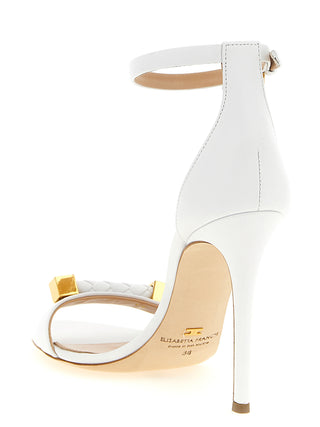 White Leather Stiletto Heel Sandals