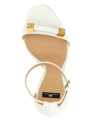 White Leather Stiletto Heel Sandals