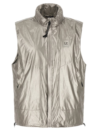 Silver Polyester Sleeveless Jacket