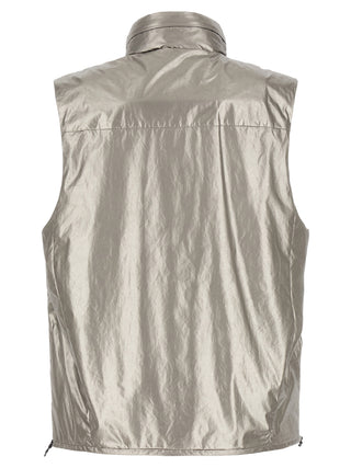 Silver Polyester Sleeveless Jacket
