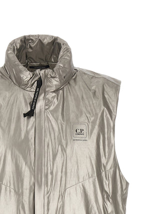 Silver Polyester Sleeveless Jacket