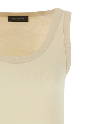 Camisetas sin mangas de algodón beige