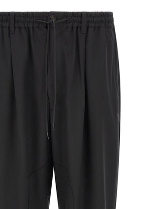 Black Polyester Casual Pants