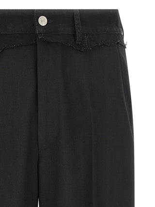 Black Polyester Casual Pants