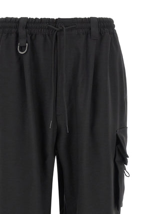 Black Polyester Cargo Pants