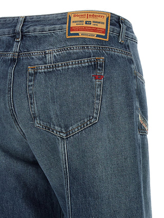 Blue Cotton Flared Jeans