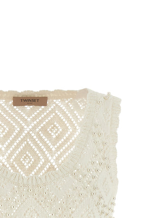 White Cotton Sleeveles T-Shirt