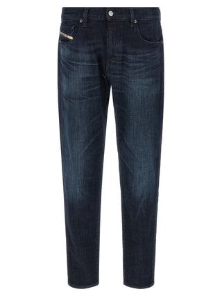 Blue Cotton Straight-Leg Jeans