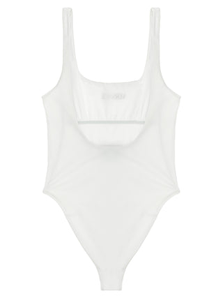 Traje de baño de una pieza de nailon blanco