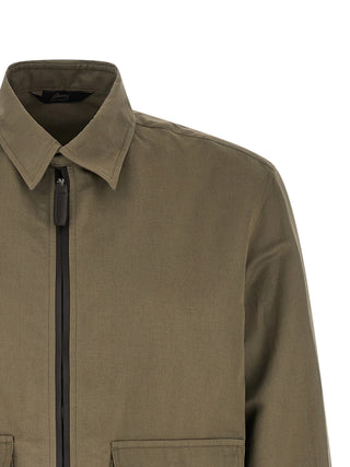 Bicolor Linen Full-Length Jacket