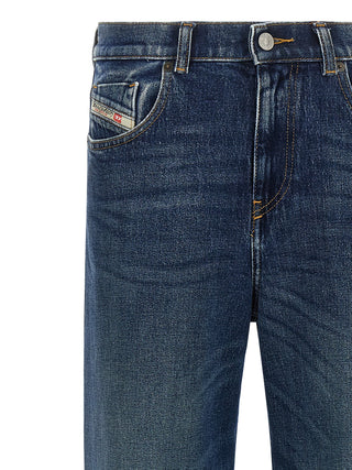Blue Cotton Flared Jeans