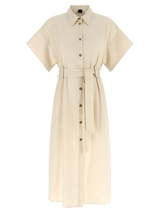 Beige Cotton Midi Dress