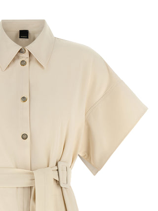 Beige Cotton Midi Dress