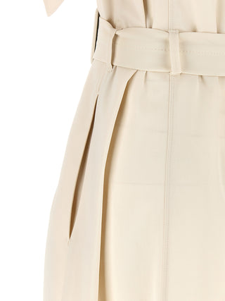Beige Cotton Midi Dress