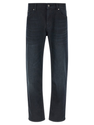 Blue Cotton Straight-Leg Jeans