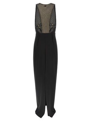 Vestido largo negro de poliéster