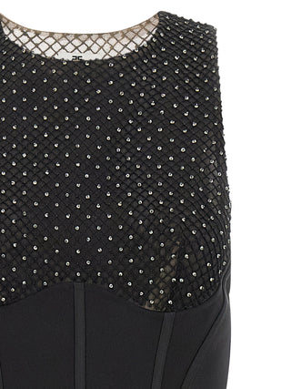 Vestido largo negro de poliéster