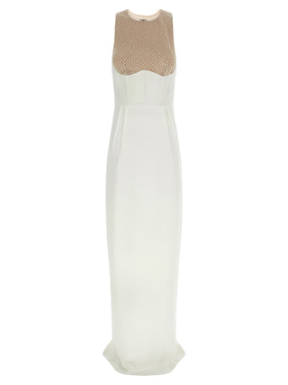 White Polyester Long Dress