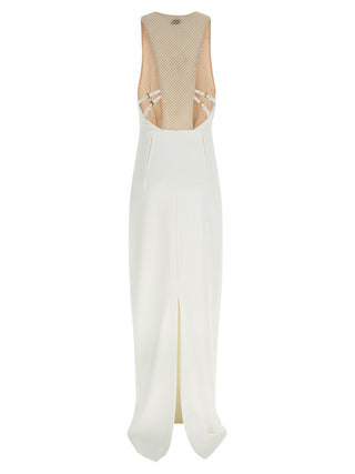 White Polyester Long Dress