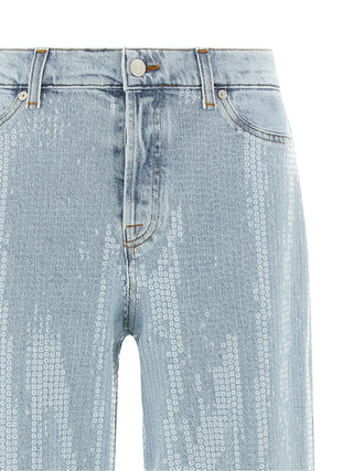 Blue Cotton Flared Jeans