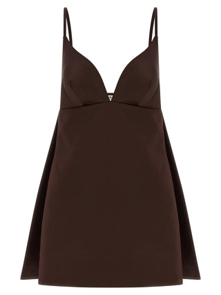 Brown Polyester Short Dress