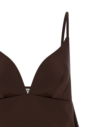 Brown Polyester Short Dress