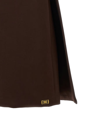 Brown Polyester Short Dress