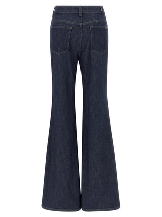 Blue Cotton Flared Jeans