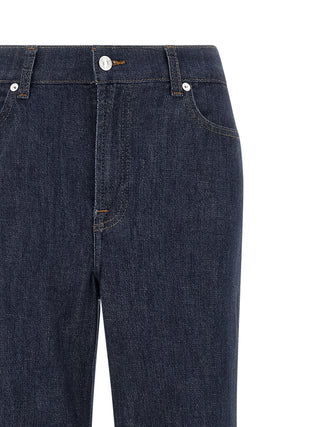 Blue Cotton Flared Jeans