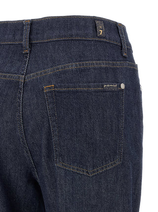 Blue Cotton Flared Jeans