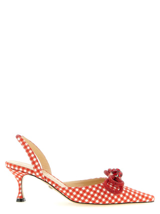 Multicolor Cotton-Like Mid Heel Pumps