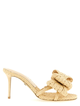 Beige Raffia Stiletto Heel Sandals