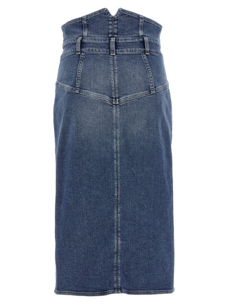 Blue Cotton Midi Skirt